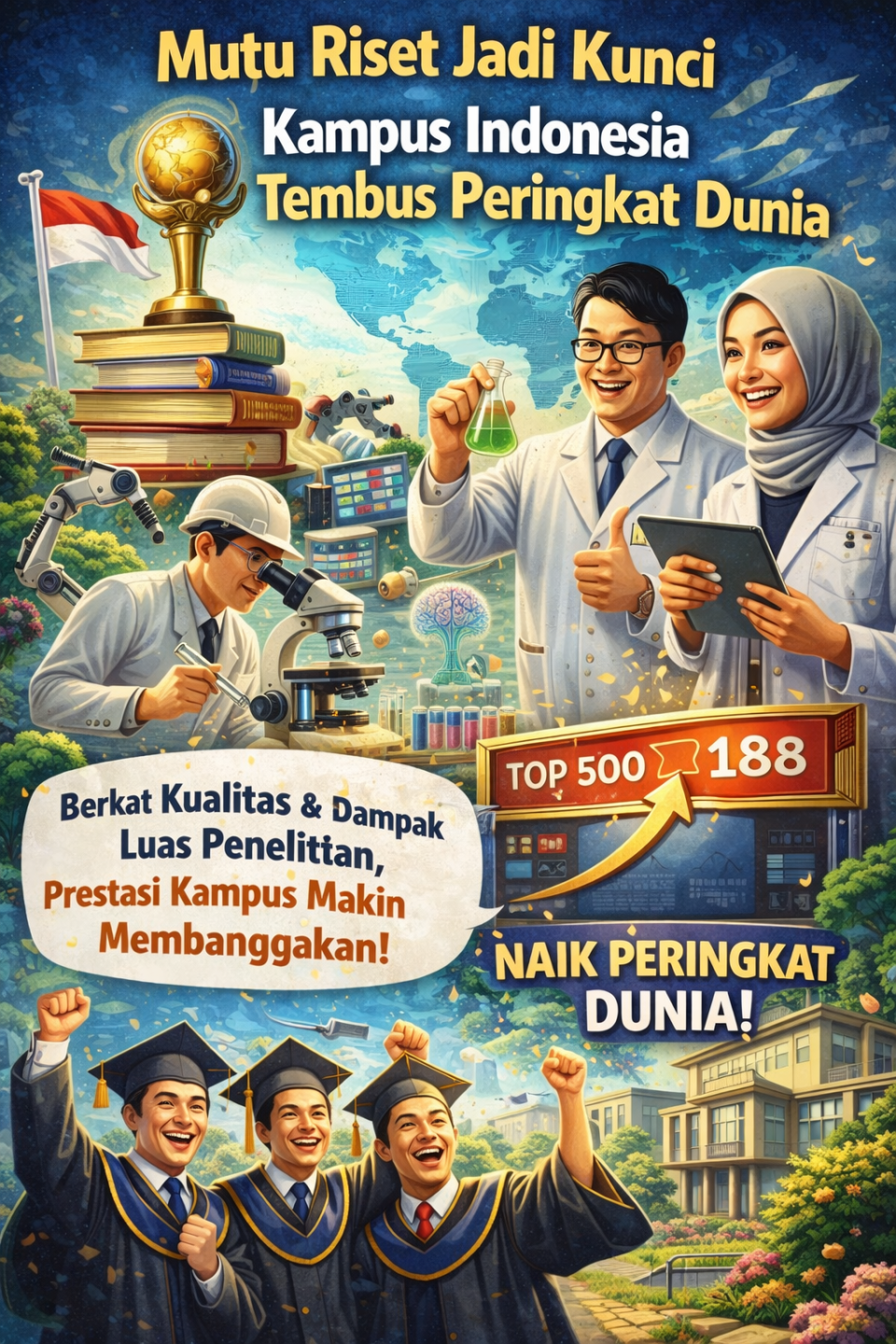Mutu Riset Jadi Kunci Kampus Indonesia Tembus Peringkat Dunia