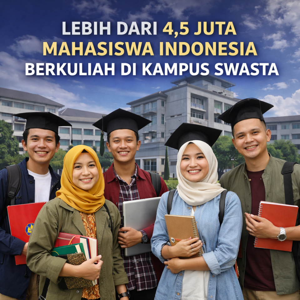 Lebih dari 4,5 Juta Mahasiswa Indonesia Berkuliah di Kampus Swasta