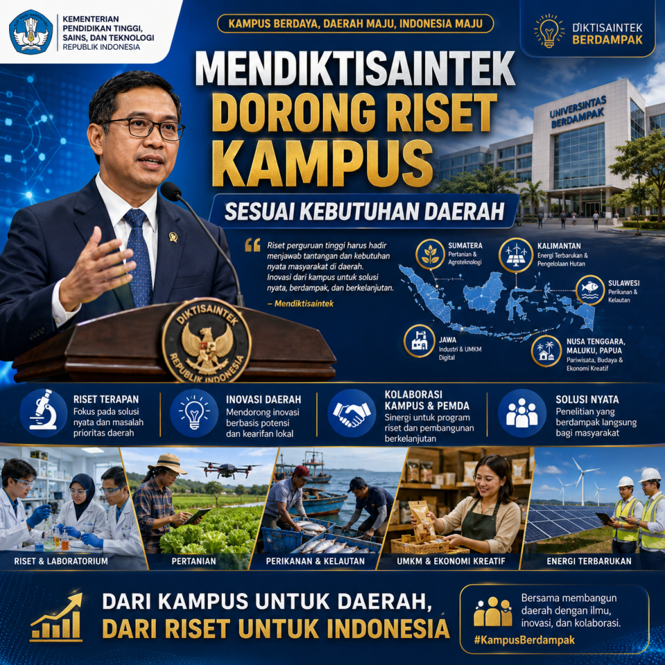 Mendiktisaintek Dorong Riset Kampus Sesuai Kebutuhan Daerah