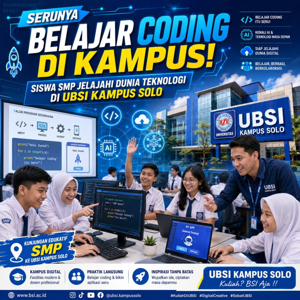 Serunya Belajar Coding di Kampus! Siswa SMP Jelajahi Dunia Teknologi di UBSI Kampus Solo