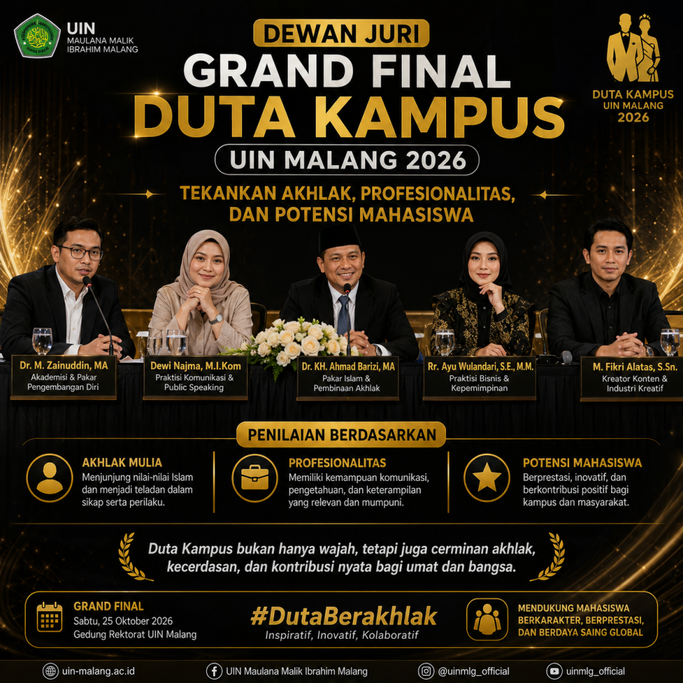 Dewan Juri Grand Final Duta Kampus UIN Malang 2026 Tekankan Akhlak, Profesionalitas, dan Potensi Mahasiswa