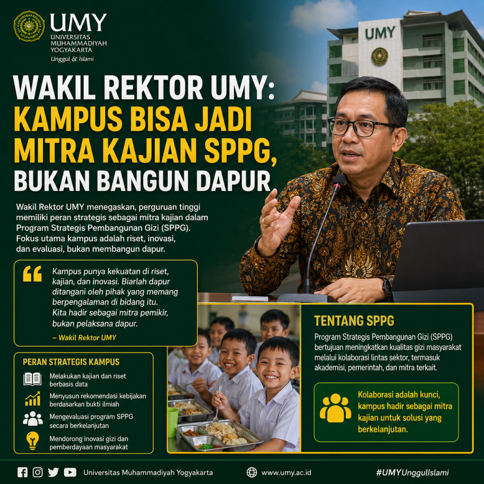Wakil Rektor UMY: Kampus Bisa Jadi Mitra Kajian SPPG, Bukan Bangun Dapur